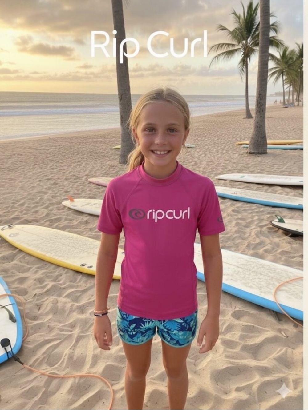 Rip Curl Hot Pink Rash Guard Sz. M (10) 50+ UPF